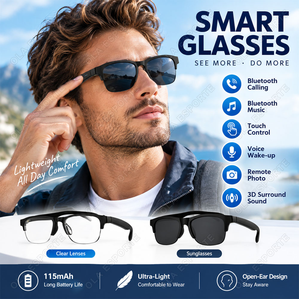 Smart Glasses Lens - AI Smart Bril HD Audio Bluetooth