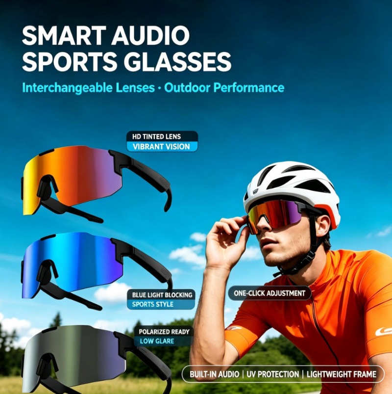 Smart Glasses Lens - Slimme audio sportzonnebril met Bluetooth-headset, verwisselbare